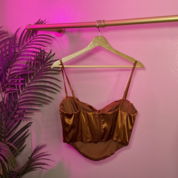 NWOT - BURNT ORANGE SATIN CORSET TOP - Picture 8 of 8